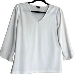 Ann Taylor Womens Top Size Small Blouse 3/4th sleeve v-neck Business casual Clas